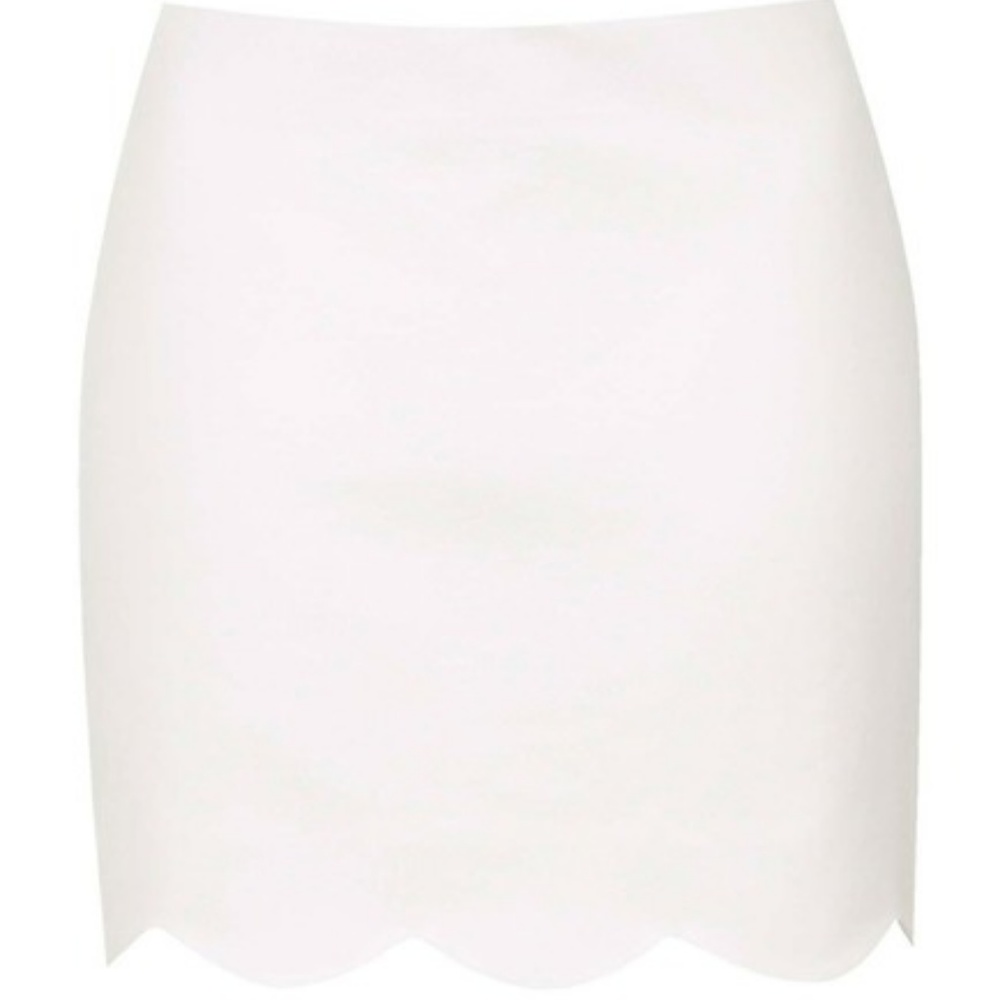 TOP SHOP WHITE -- Scallop Hem Miniskirt